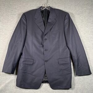Canali Suit Jacket Mens 50 Blue Wool Silk 3 Button Blazer Striped Made In Italy